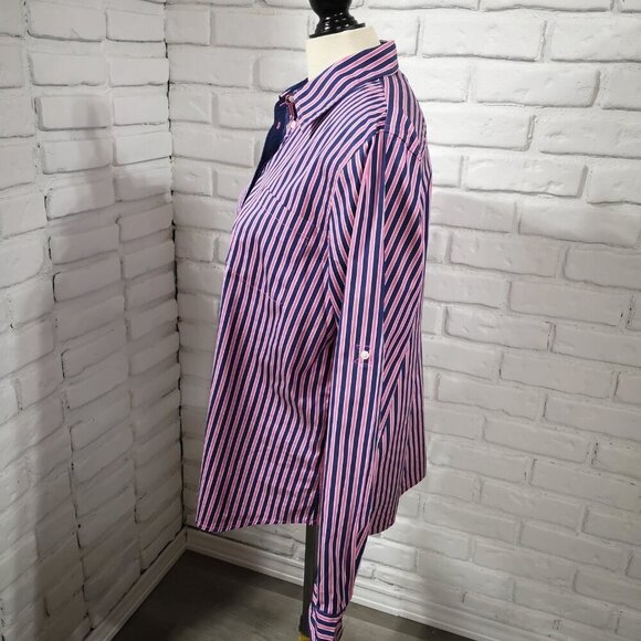 Lauren Ralph Lauren Ladies Size XL Pink & Navy Stripes Loose Fit Blouse - Picture 11 of 14